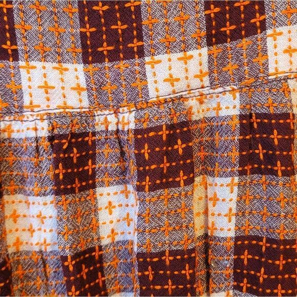 Pilcro Red Plaid Deep V Embroidered Blouse Size M NWT - Picture 7 of 7
